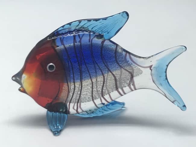 Skleněná figurka ryba modročervená