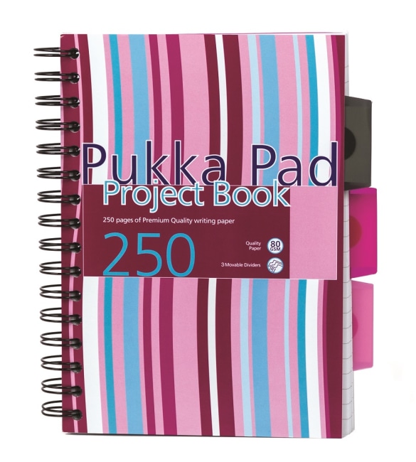 Pukka Pad projektový blok Stripes A5, 125 listů,proužky(bílá,růžová,modrá)