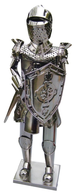 Kovový stojan na víno, motiv rytíř s mečem (vel. 60cm)