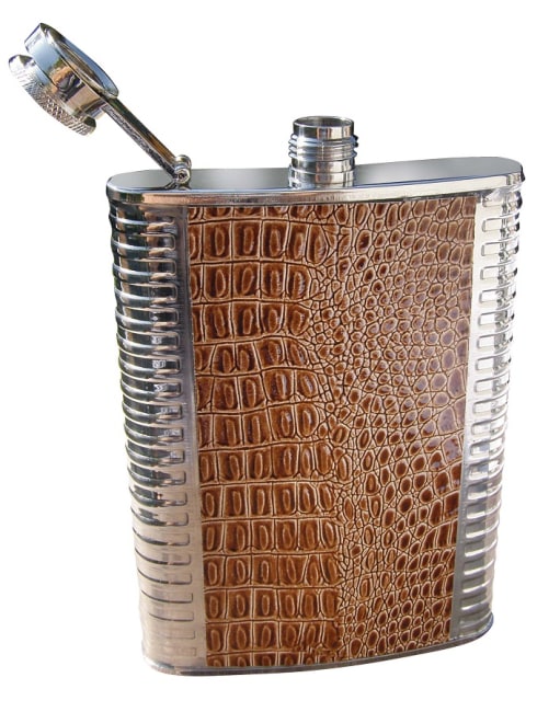 Placatka nerez/kůže, 8 OZ, 236 ml