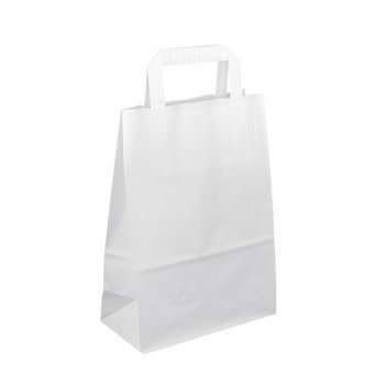 Papírová taška bílá 20x10x28 s plochým uchem Topcraft