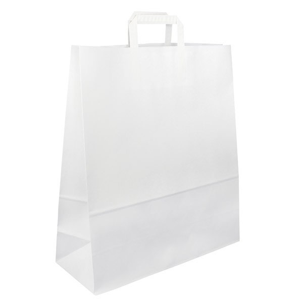 Papírová taška bílá 40x16x45 s plochým uchem Topcraft