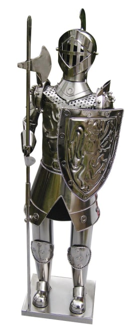 Kovový stojan na víno, motiv rytíř s halapartnou (vel.60cm)