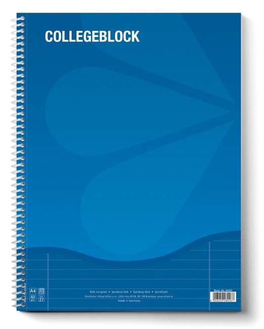 College blok A4 linkovaný 80 listů,60g/m2, modrý