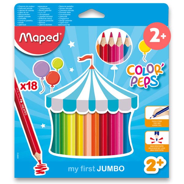 Pastelky Maped ColorPeps jumbo, trojhrranné - 18 barev