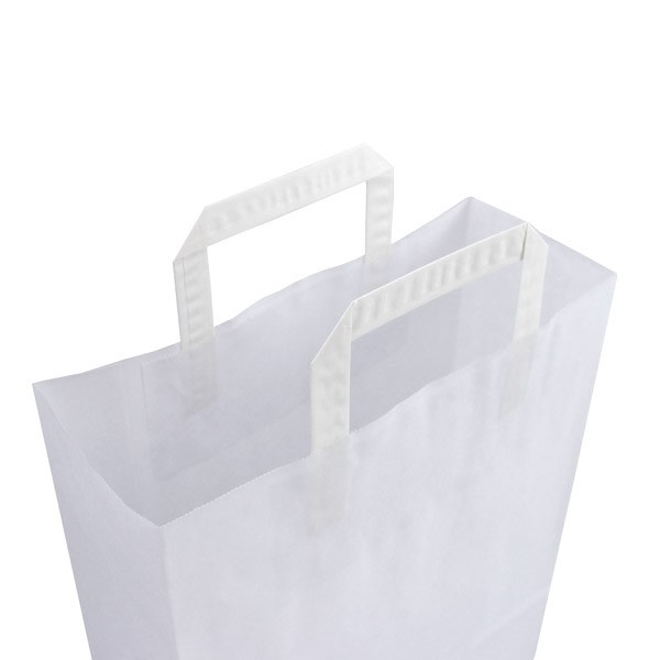 Papírová taška bílá 32x14x42 s plochým uchem Topcraft