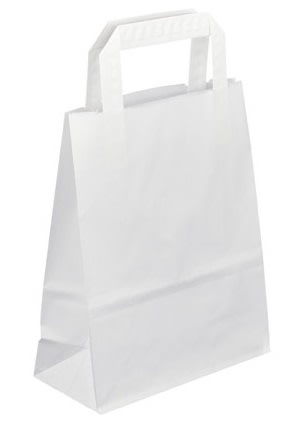Papírová taška bílá 18x8x22 s plochým uchem Topcraft