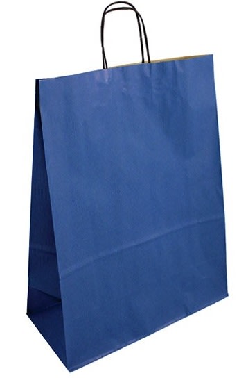 Papírová taška modrá 24x11x31 kroucené ucho vroubkovaný vzhled Toptwist