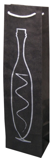 taška na víno černá,motiv stříbrná láhev,1FBBB000010