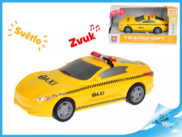 Auto taxi 16cm 1:28 na setrvačník se světlem a zvukem v krabičce