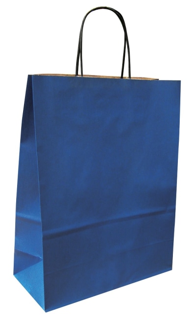 Papírová taška modrá 40x16x45 kroucené ucho vroubkovaný vzhled Toptwist