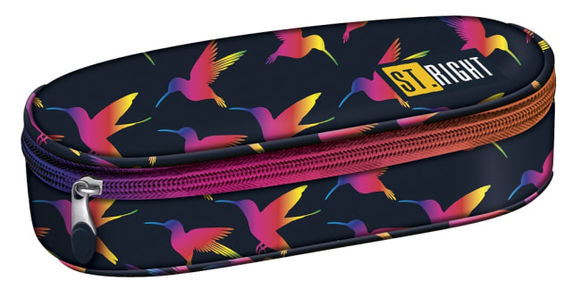 Penál oválný, St.RIGHT -Rainbow Birds, rozměry: 23 x 9,5 x 6 cm