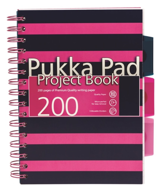 Pukka Pad projektový  blok Navy Pink A5, papír 80g,100 listů, tmavě růžový, linkovaný