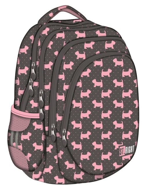 Studentský batoh St.RIGHT - DOGGIES, 4 komorový, BP06, rozměry: 42 x 31 x 22 cm