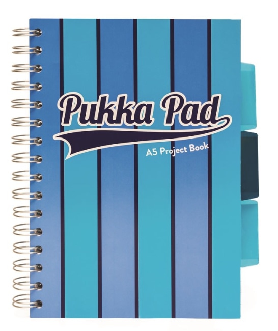 Pukka Pad projektový blok Pukka Stripe A5, 200 stran, linky 8 mm, modrý, linkovaný