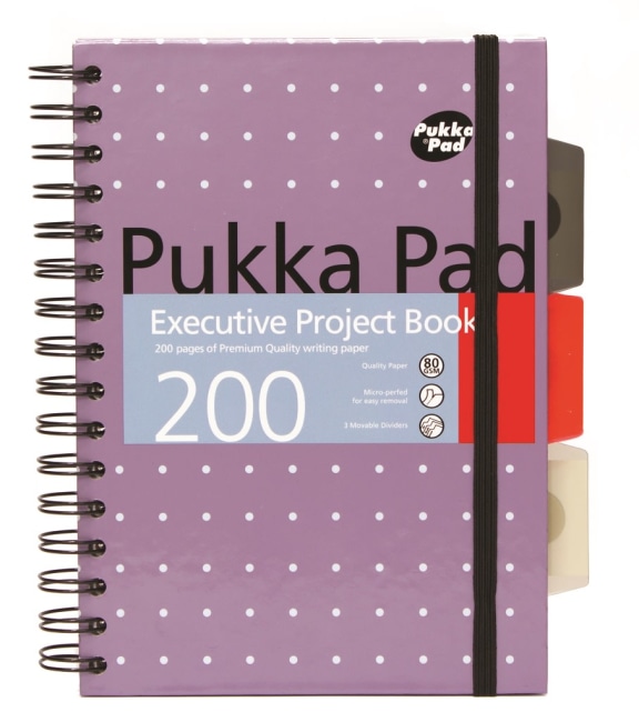 Pukka Pad projektový blok Metallic Executive A5, papír 80g,100 listů, fialový, linkovaný
