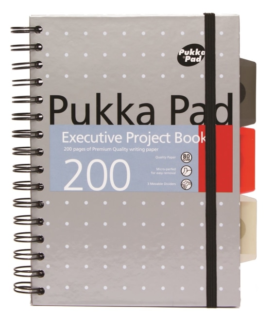 Pukka Pad projektový  blok Metallic Executive A5, papír 80g,100 listů, šedý, linkovaný