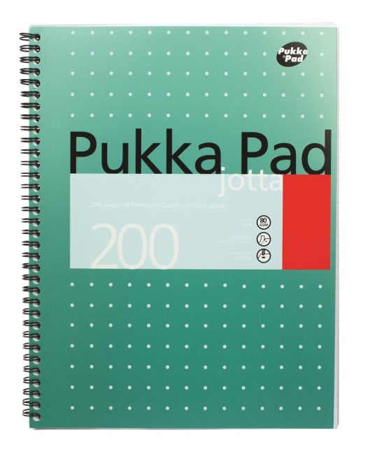 Pukka Pad spirálový  blok Metallic Jotta A4, papír 80g,100 listů, linkovaný,zelený