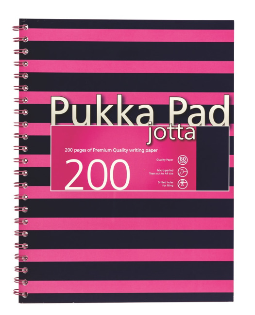 Pukka Pad spirálový blok Navy Pink Jotta A4, papír 80g,100 listů, tmavě růžový, linkovaný