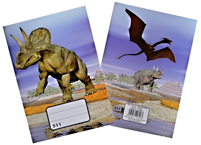 sešit 511, A5, 10 listů, linkovaný 20 mm,motiv dinosaurus