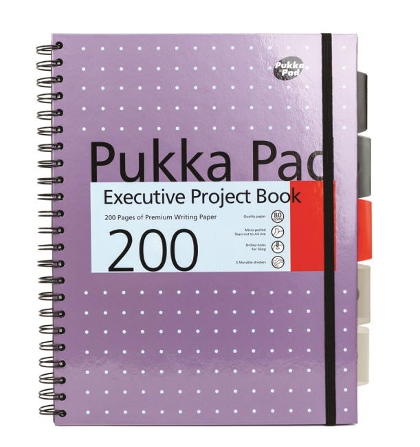 Pukka Pad projektový  blok Metallic Executive A4, papír 80g,100 listů, fialový, linkovaný