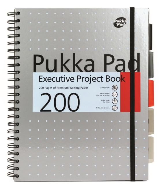 Pukka Pad projektový  blok Metallic Executive A4, papír 80g,100 listů, šedý, linkovaný