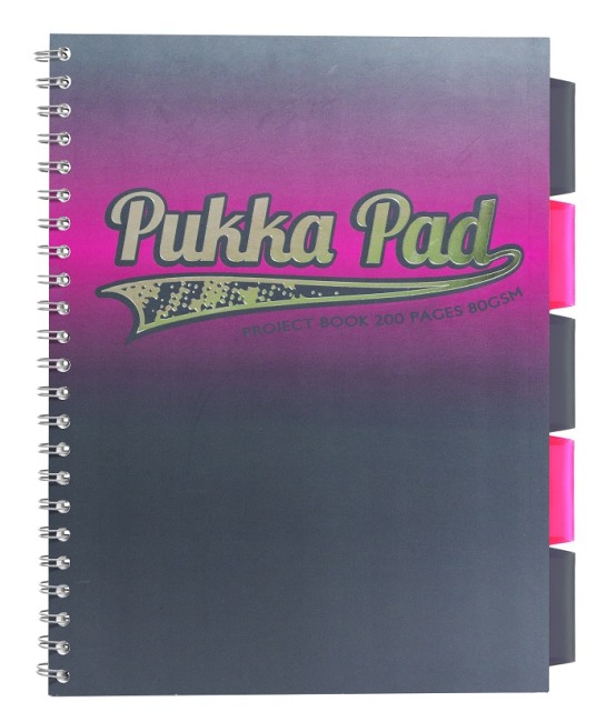 Pukka Pad projektový  blok Elektra A4, 200 stran, linky 8 mm, růžový