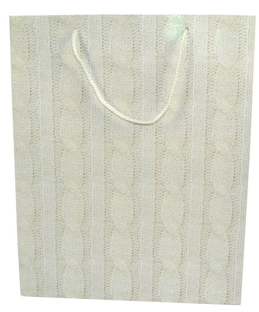 Taška papírová  vánoční motiv pletený svetr 50x38x10 (GI005981)