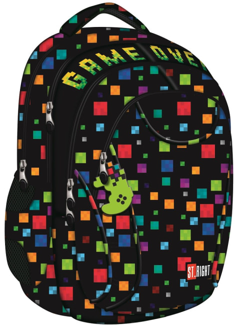 Studentský batoh St.RIGHT - GAME OVER, 4 komorový, BP02,rozměry: 43 x 32 x 21 cm