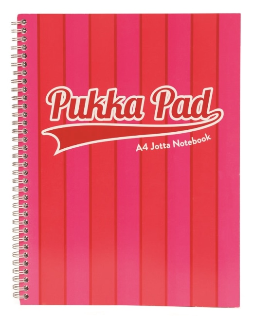 Pukka Pad spirálový blok Jotta Pad A4, 200 stran, linky 8 mm, růžový