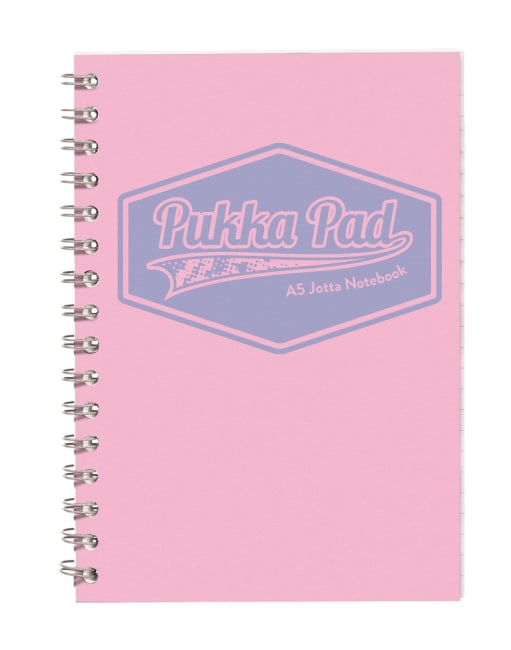 Pukka Pad spirálový blok Pastel A5, papír 80g,100 listů, růžový, linkovaný