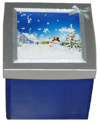 Skládací krabice s vánočním motivem 170x170x170 mm,modro/stříbrná