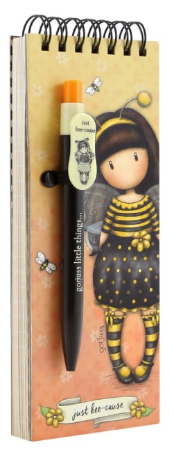 Poznámkový bloček s perem Santoro London - Bee Loved (Just Bee-Cause), 7 x 20 x 1.2cm