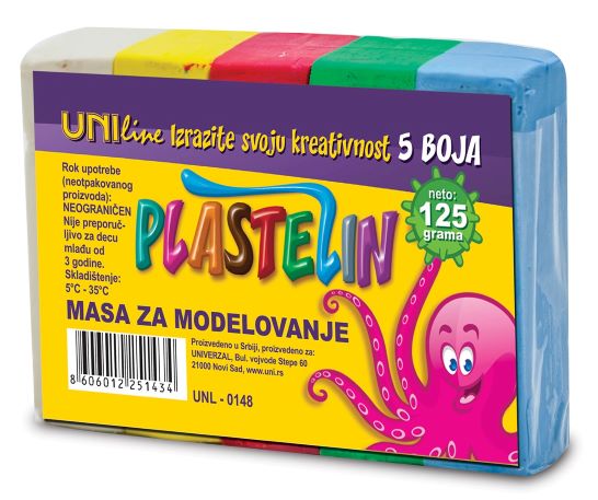 Modelovací hmota - plastelína 5 barev (125g)