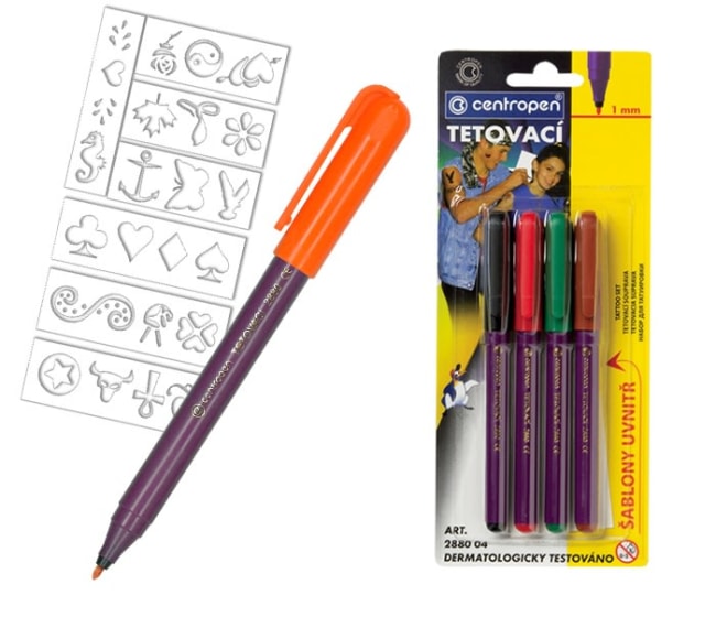 Tetovací fixy Centropen 2880, 4 barvy