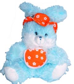 Králík plyšový modrý, růžový velikost 18 cm