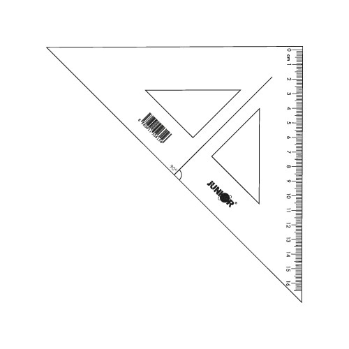Pravítko trojúhelník s ryskou 16cm, transparentní, volně balené