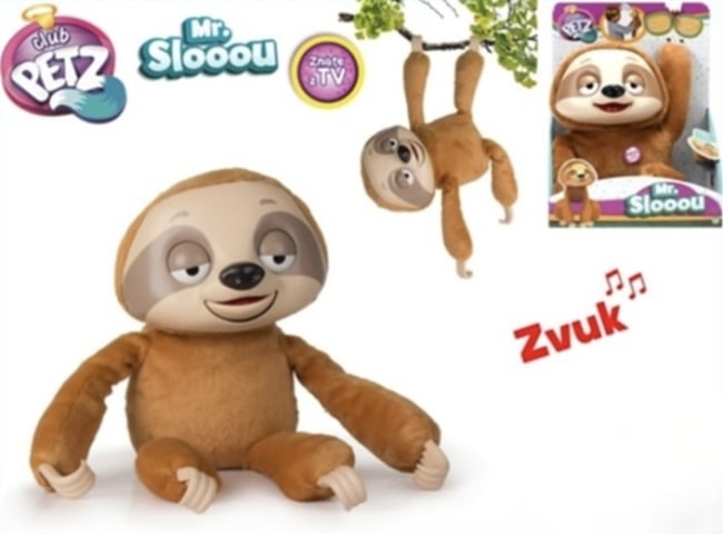 Lenochod Mr. Slooou plyšový 22cm opakující slova se zvuky na baterie 18m