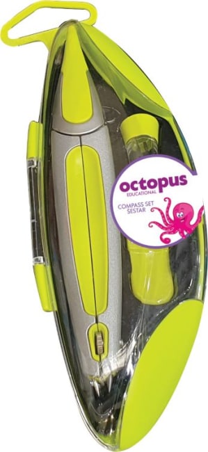 Kružítko OCTOPUS kovové v krabičce, mix 3 neonových  barev