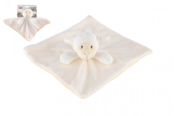 Ovce/ovečka usínáček chrastítko plyš 25x25cm bílá na kartě v sáčku 0+