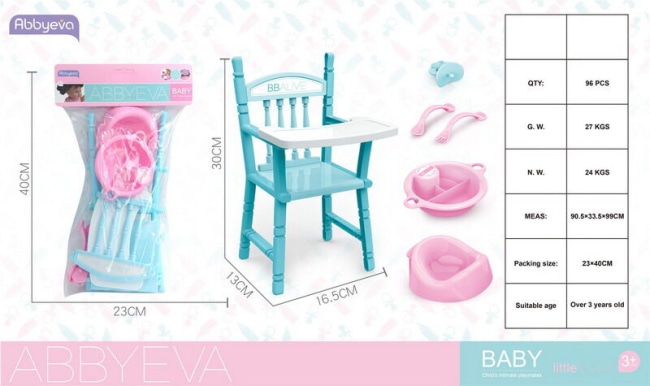 Židle skládací pro miminko s doplňky 30 cm