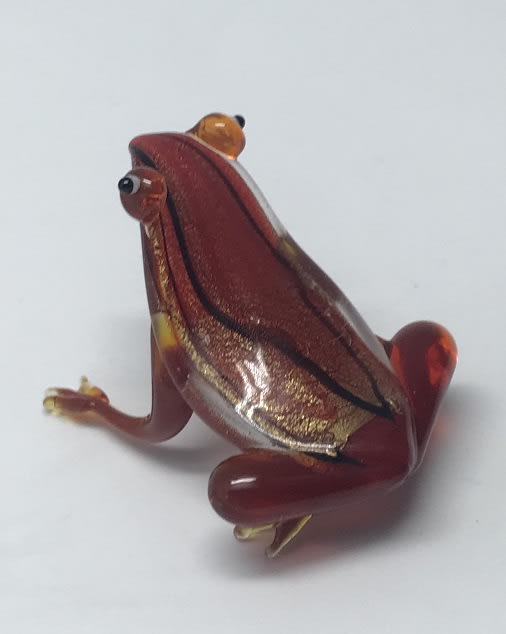Skleněná figurka žába červená, 55 x 45 x 35 mm