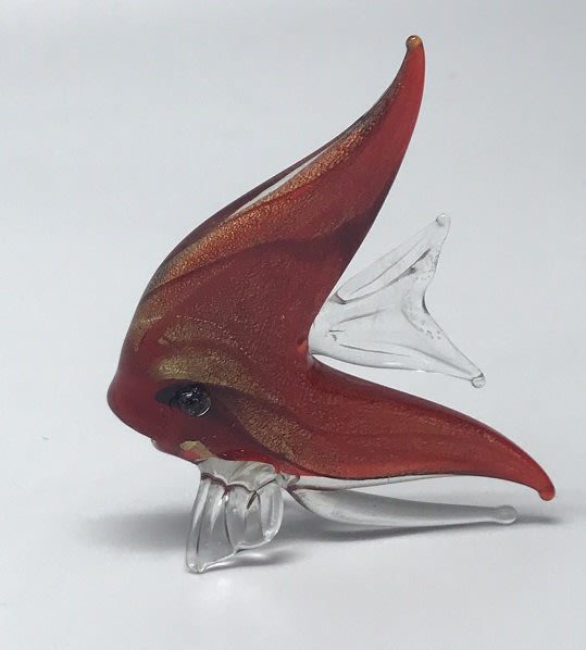 Skleněná figurka ryba červená, 65 x 27 x 80 mm