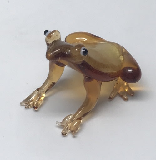 Skleněná figurka žába hnědá, 55 x 50 x 35 mm