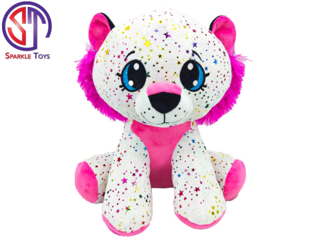 Tygr Star Sparkle plyšový bílý 37cm sedící 0m+