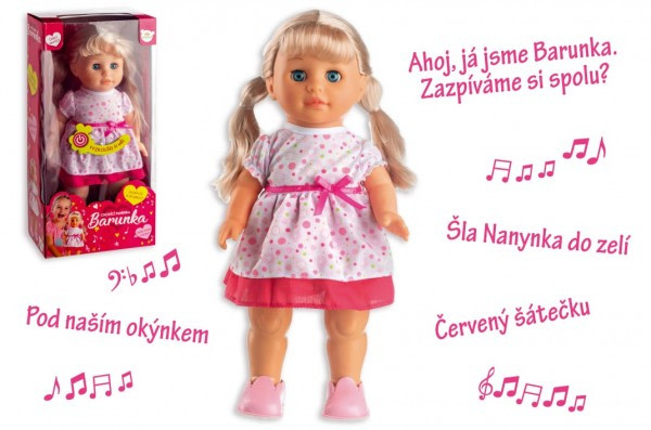 Panenka Barunka chodící a česky zpívající plast 42cm na baterie se zvukem v krabici 21x44x