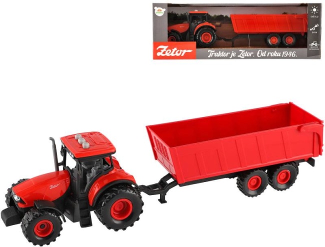 Traktor Zetor s valníkem plast 36cm na setrvačník na bat. se světlem se zvukem v krabici 3