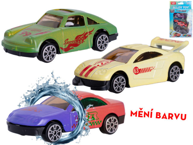 Auto 7cm kov volný chod měnící barvu 2druhy, 3ks v krabičce