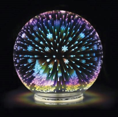 Skleněná svítící koule průměr 12cm, 3D efekt, (na 3 minitužkové baterie)