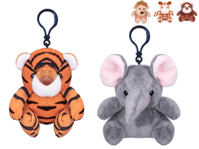 Plyšové zvířátko safari/přívěsek na klíče - 10cm,5druhů